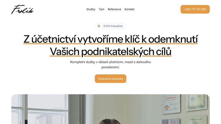 Desktopový náhled úvodní obrazovky webu Ekonomický servis